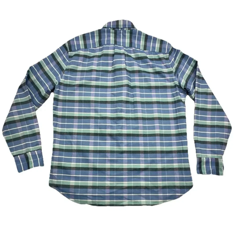 J. Crew Mens Large Classic Flex Oxford Long Sleeve Pocket Blue Plaid Shirt